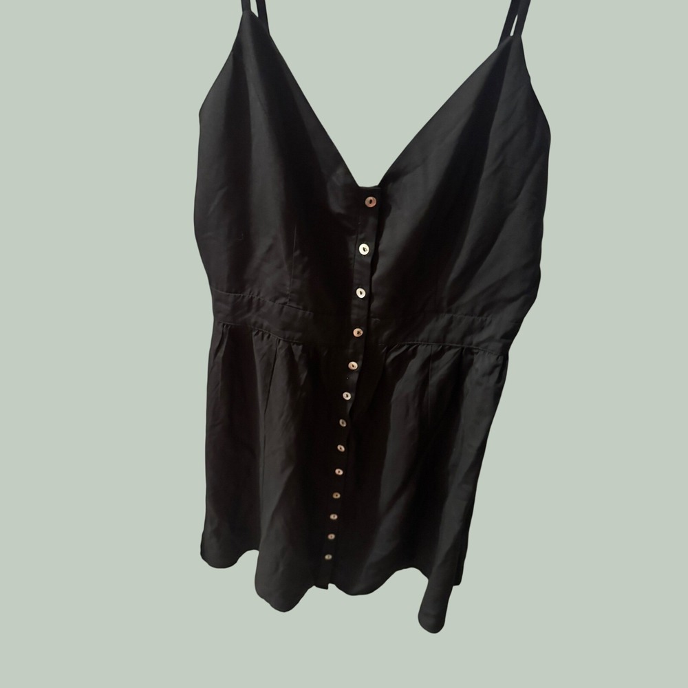 Molly Bracken Women Black Button Down Mini Dress Size S Tie Back Spaghetti Strap